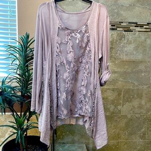 Unique Two-piece long sleeve top, XL